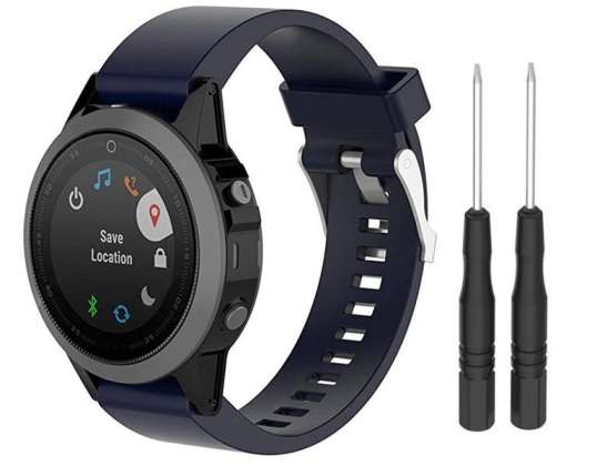 Alogy blød gummirem til Garmin Fenix 5/5 Plus/6/6 pro marineblå