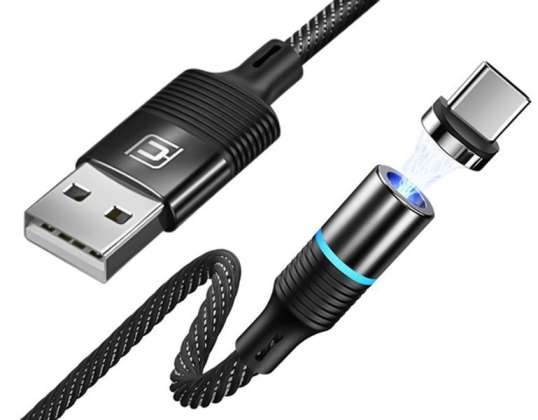 Cafele USB-C Type C 3A magnetische kabel 1.2m Quick Charge Zwart