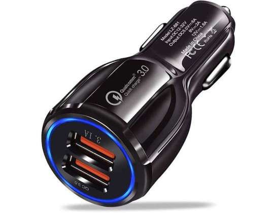 Быстрое автомобильное зарядное устройство Alogy 2x USB 3.1A QC 3.0 18W