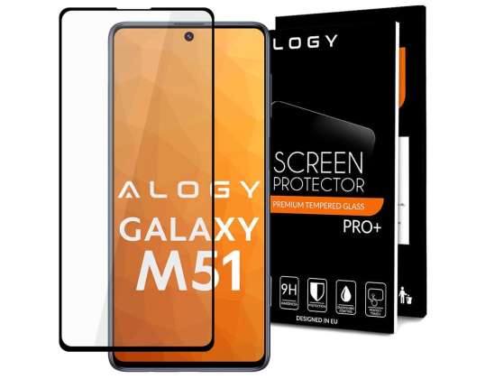 Стекло Alogy Полный клей чехол дружественный для Samsung Galaxy M51 Черный