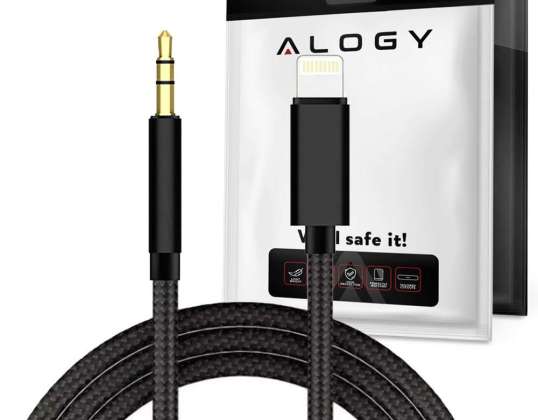 Alogy Светкавичен кабел 100см към AUX мини жак 3.5mm Черен