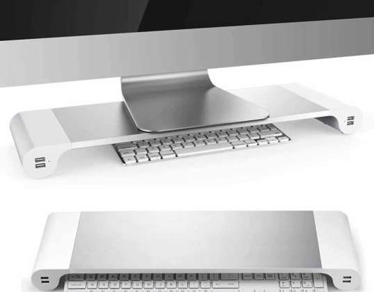 Laptop Monitor Ständer Alogy mit HUB 4x USB Silber