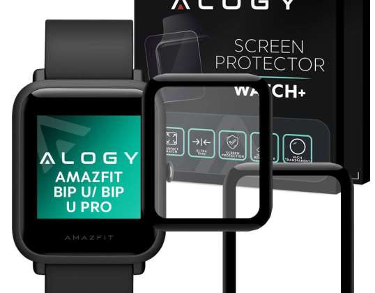 2x Alogy 3D flexibel glas voor Xiaomi Amazfit Bip U / Bip U Pro Zwart