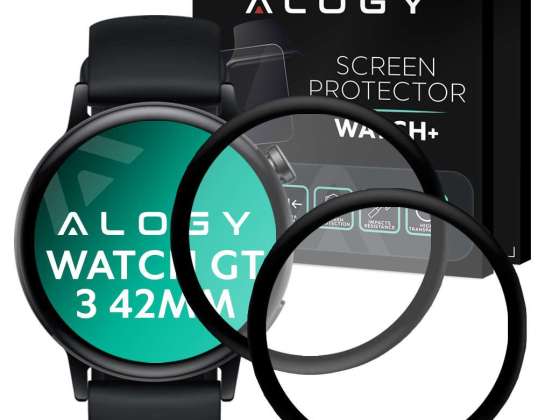 2x Alogy 3D Flexibles Glas für Huawei Watch GT 3 42mm Schwarz