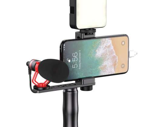 Telefon tutucu selfie çubuğu APEXEL APL-VG01-ML mikrofonlu stand tripodu