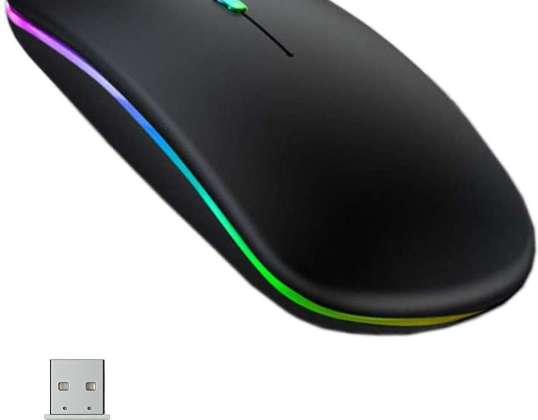 Silent Mouse tunn trådlös mus Alogy RGB LED-bakgrundsbelyst mus för tassar