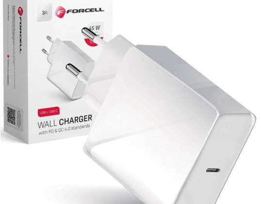 Forcell зарядно за стена с USB-C тип C конектор 3A 45W PD QC 4.0 Bi