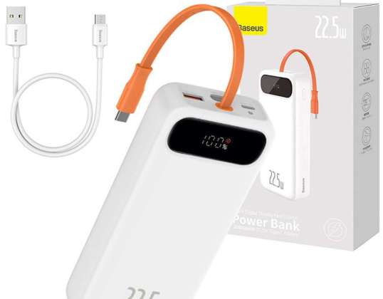Powerbank Baseus Blok 22.5W 20000mAh baterija + USB-C Type C kabel Bia