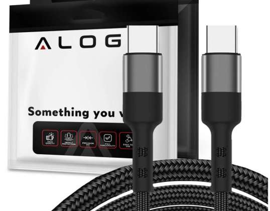 Кабель Alogy USB-C до USB-C Тип C 3A 60W 2m Чорний