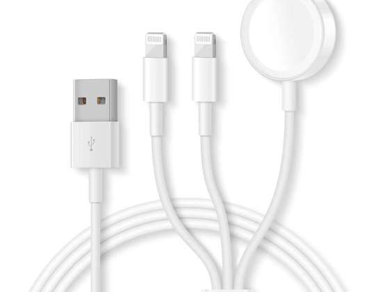 3in1 Kabel 2x Lightning + Induktives Ladegerät für Apple Watch iWatch pr