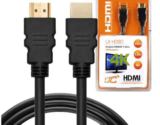 HDMI-kabel LXHD90 v2.0 3D 4K Full HD 1.5m sort
