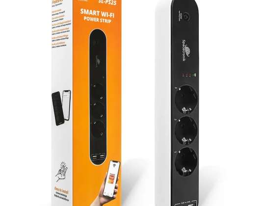 Smart Power Strip hosszabbító kábel 2x USB-vel, Wi-n keresztül vezérelve