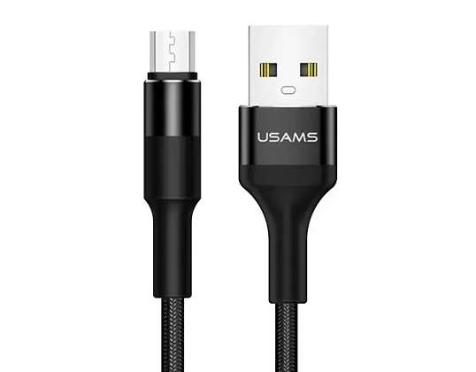 USAMS Kabel pleciony U5 2A micro USB czarny/black 1 2m SJ224USB01  US