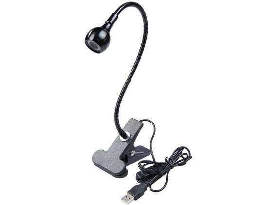 USB LED stalinė lemputė su juodu spaustuku