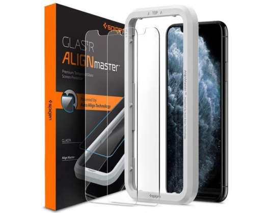 2x Spigen Align Master Glass Glas.tR para Apple iPhone Xr/11