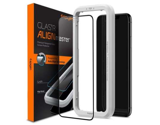 Spigen Align Master Glass Glas.tR FC için Apple iPhone Xr / 11 siyah