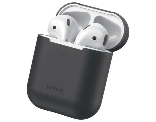 "Baseus" silikoninių ausinių dėklas "Apple AirPods 1/2" dėklas juodas