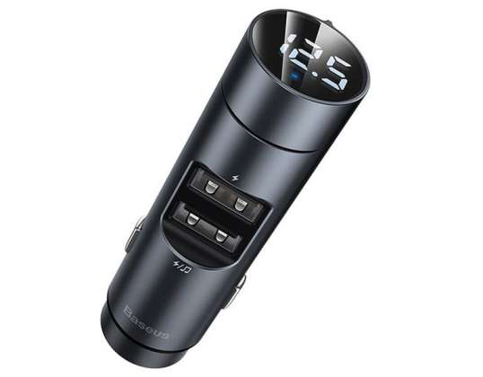 Baseus cargador Bluetooth FM transmisor QC 3.0 2x USB 3.1A Gris oscuro