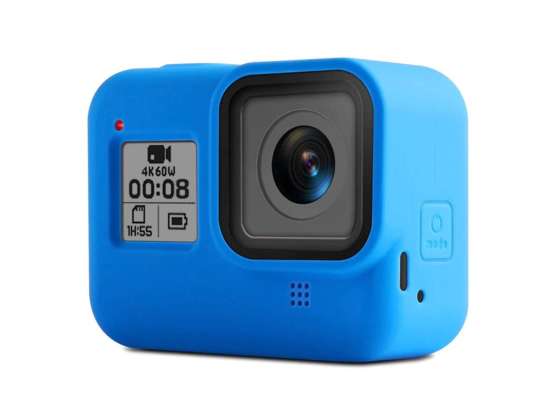 Schutzhülle aus Silikon für GoPro Hero 8 mit Gurt Blau