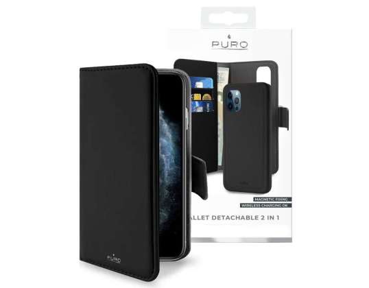 PURO Wallet Afneembaar hoesje voor Apple iPhone 12/ 12 Pro Zwart