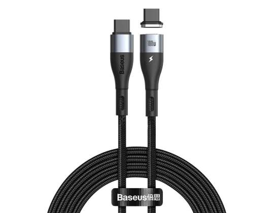 1.5m Baseus Cable magnético USB-C a USB-C Zinc 100W Negro