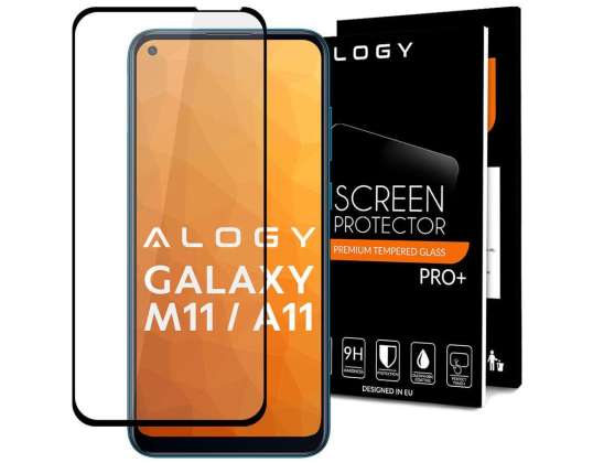 Skleněné pouzdro Alogy Full Glue přátelské pro Samsung Galaxy M11 / A11 Black