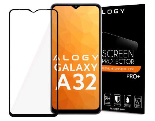 Стъклен Alogy пълен калъф за лепило приятелски за Samsung Galaxy A32 5G черен