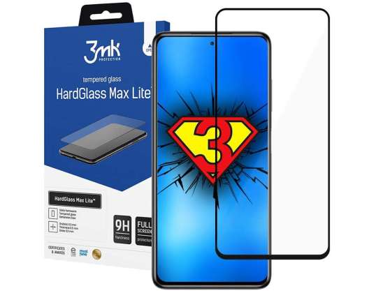 Gehard glas 3mk HardGlass Max Lite voor Xiaomi Poco F3 Zwart