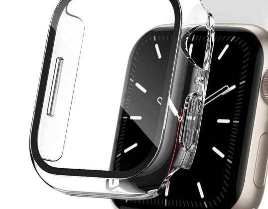 Alogy 2'si 1 arada Kılıf + Apple Watch için Cam 7 45mm Şeffaf