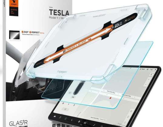 Spigen Tempered Glass Glas.tR "EZ FIT" für Bildschirm für Tesla Model Y / 3