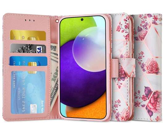 Capa de carteira para Samsung Galaxy A52 / A52S Rosa Floral
