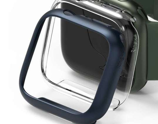 2x Ringke Slim Cover for Apple Watch 7 45mm Clear & Metallic Blue