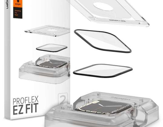 2x Υβριδικό εύκαμπτο γυαλί Spigen Proflex Ez Fit για Apple Watch 7 4