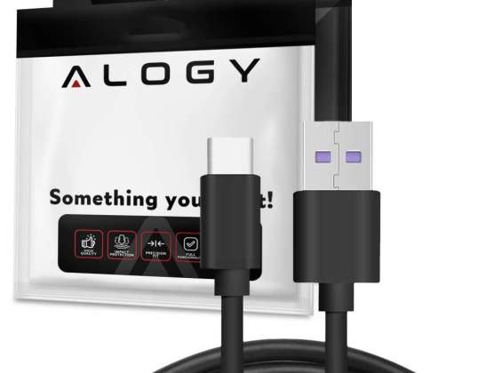 Alogy Високоскоростен USB-A към USB-C тип C кабел 5A 1m Черен