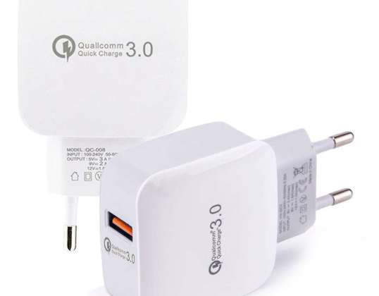 Maiņstrāvas lādētāja barošanas avots Vega Faston Ātrgaitas USB QC 3.0 ātrais lādētājs