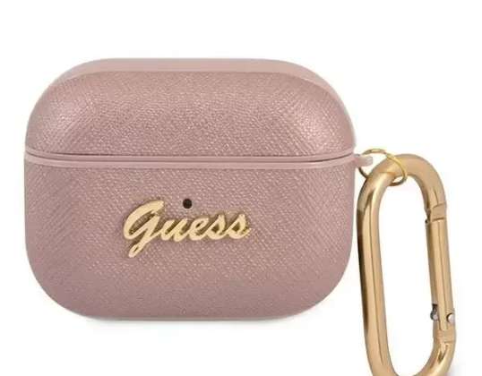 Guess GUAPSASMP AirPods Pro Cover pink / pink Saffiano Script Metal Co