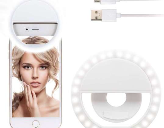 Selfie Ring LED svetilka bela