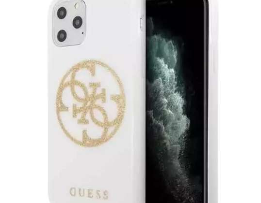 Guess GUHCN58TPUWHGLG iPhone 11 Pro weiß/weiß Hartschalenhülle Glitter 4G C