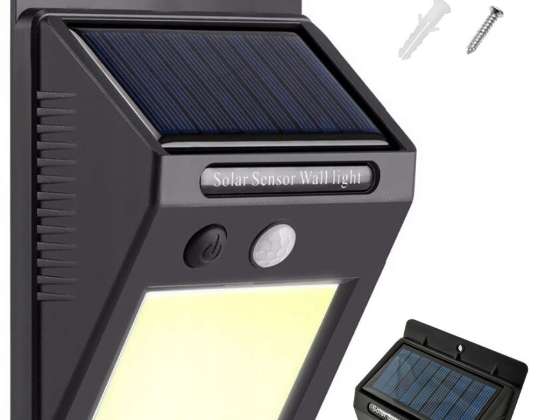 Lâmpada LED solar exterior com sensor de movimento e crepúsculo 48 LED COB