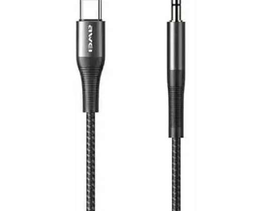 Cable AWEI Adapter CL-116T USB-C/Jack 3.5 black/black