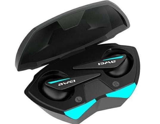 AWEI Bluetooth 5.0 Gaming Headphones T23 TWS + Docking Station Μαύρο