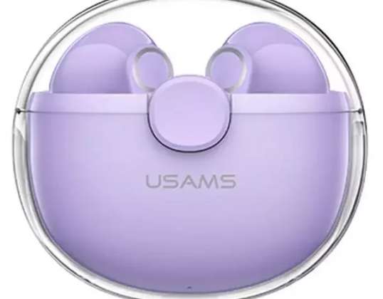 Słuchawki Bluetooth 5.1 USAMS TWS BU series bezprzewodowe fioletowy/pu