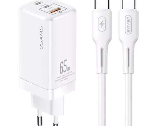USAMS Order. mow. MT 2xUSB-C+USB GaN 65W T33 PD + USB-C-USB-C 100 cable