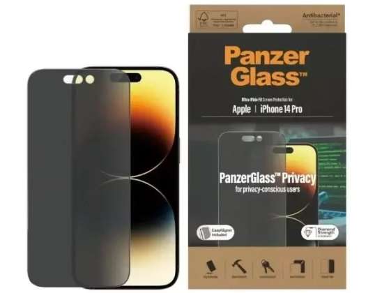 "PanzerGlass" itin platus stiklas, skirtas "iPhone 14 Pro" 6.1 colio privatumo ekranas