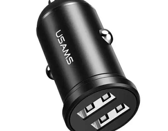 USAMS Car charger 2xUSB 2,4A Mini black/black CC114TC01 (US