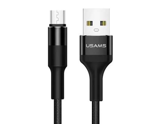 USAMS Gevlochten kabel U5 2A micro USB zwart/zwart 1.2m SJ224USB01 (US-