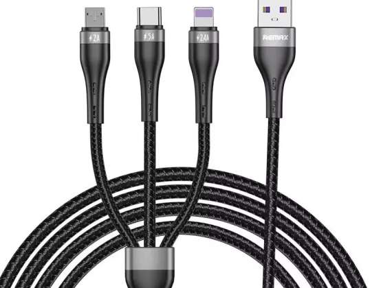 Proda Quark pro 3in1 USB-kaapeli - Lightning / USB Type C / micro USB 5A 1,