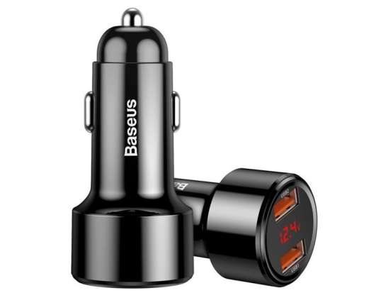 Baseus-autolaturi 2x USB Quick Charge QC 3.0 45W 6A musta