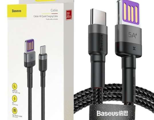 Kábel Baseus Cafule HW QC USB-C typ C 40W 5A 1M šedá Čierna