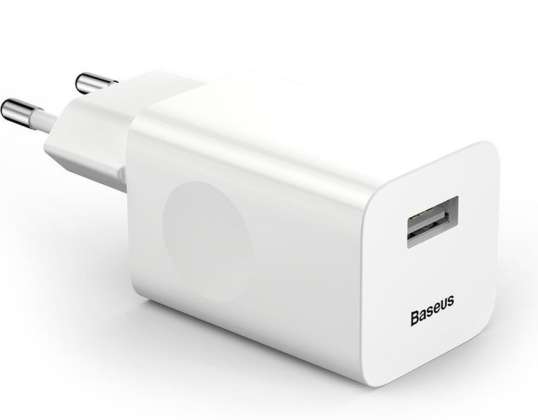 Baseus USB EU Quick Charge QC 3.0 24W Caricatore da parete bianco